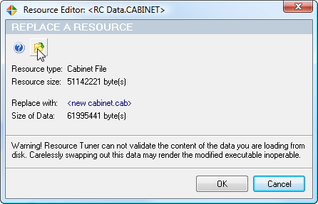 Replace A Custom Resource dialog Replace A Resource dialog
