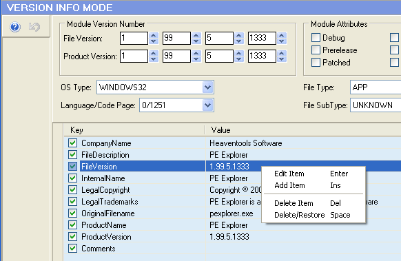 Version Info Editor Version Info Editor